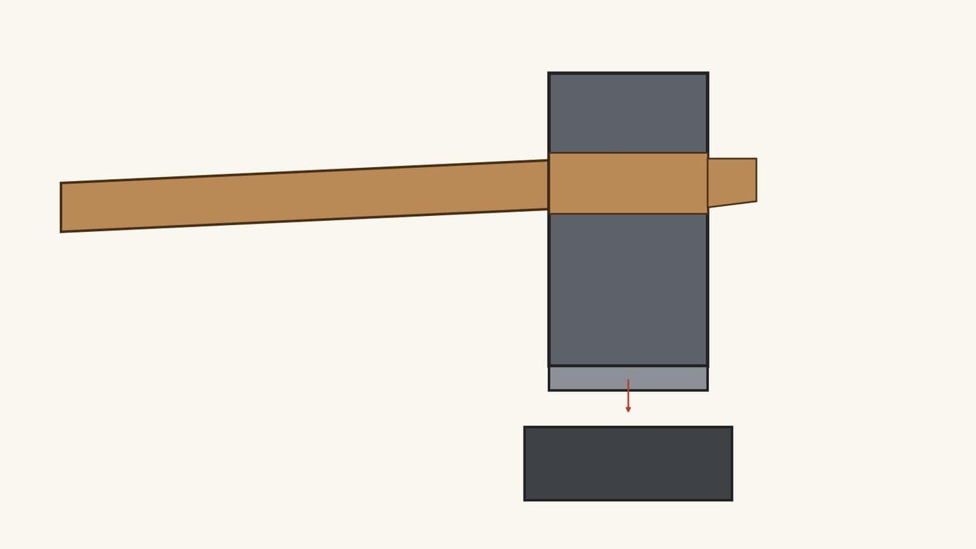 Iron Trip-Hammer Head: Faggot-Welded Block with a Helve Eye