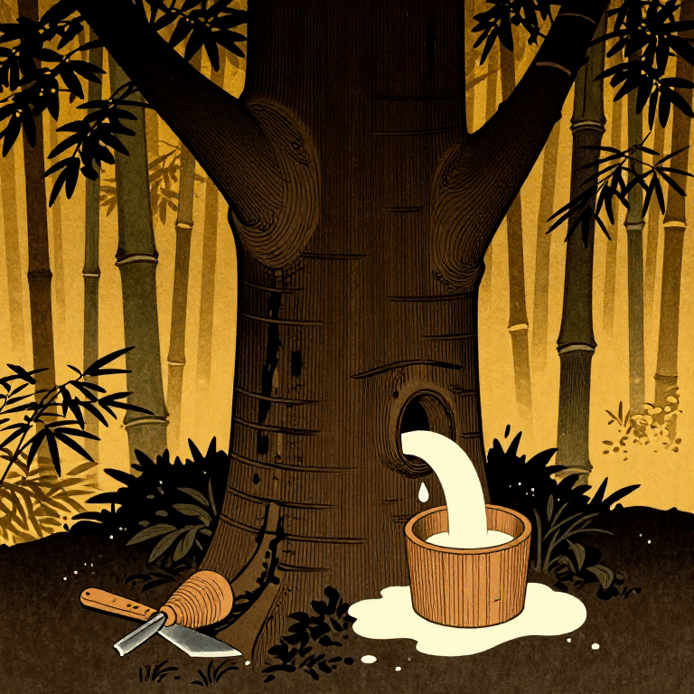 漆掻き採集 — ウルシノキから天然漆を採る伝統技法