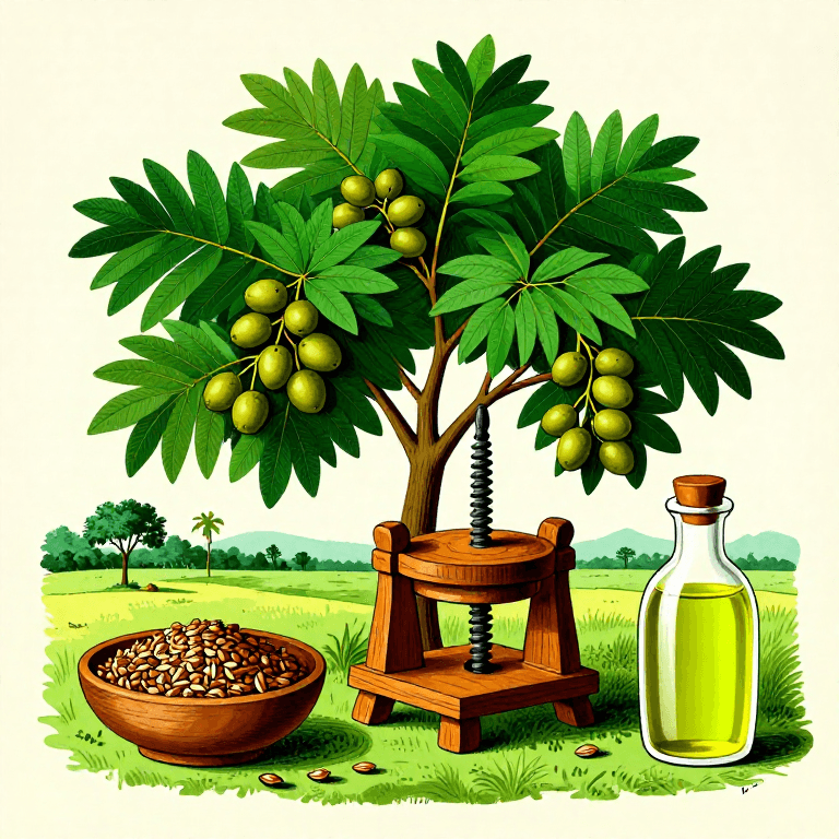 Извлечение масла из семян нима — традиционный метод холодного отжима Андхра-Прадеша