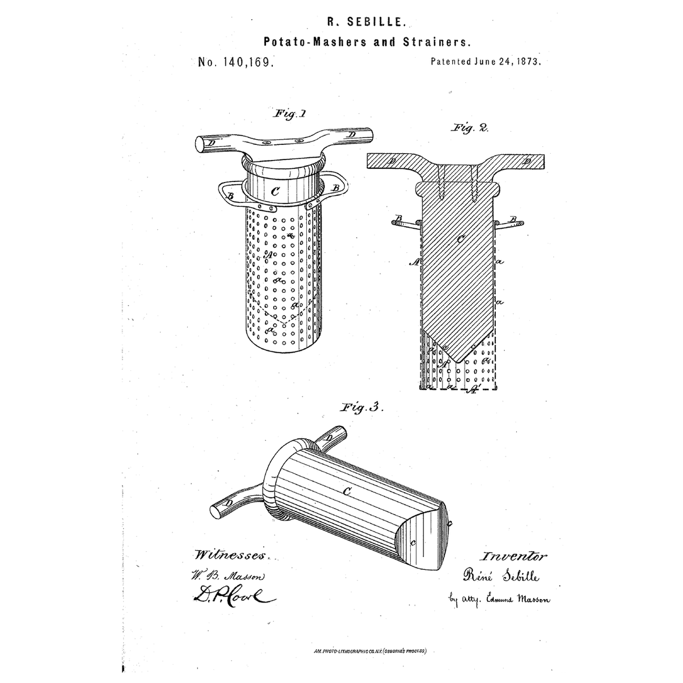 Wedge-Plunger Potato Strainer: Turn a Wedge, the Mash Comes Out the Sides