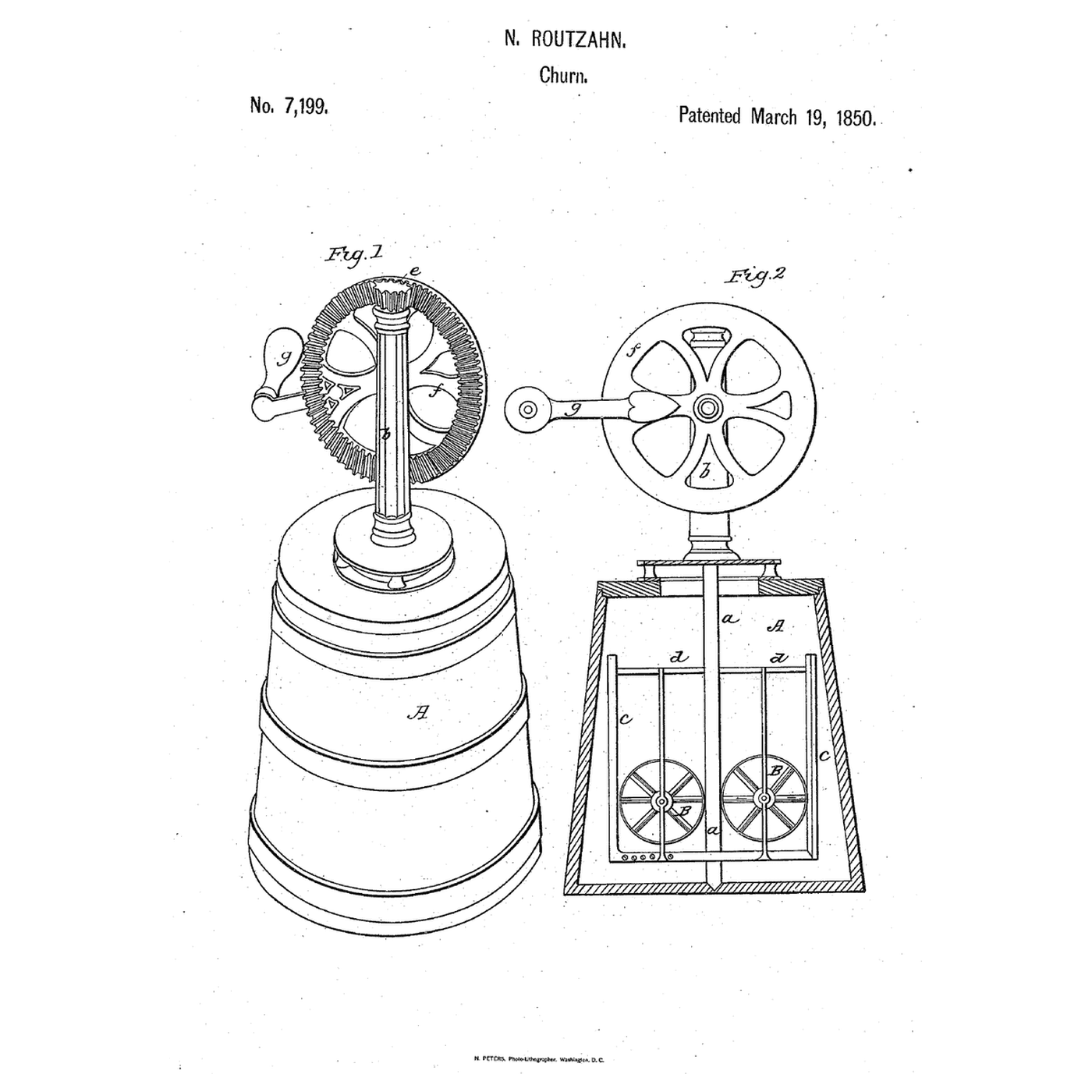 Whirl-Frame Air Dasher Churn: Free Wheels Spun by the Milk Inside a Revolving Frame