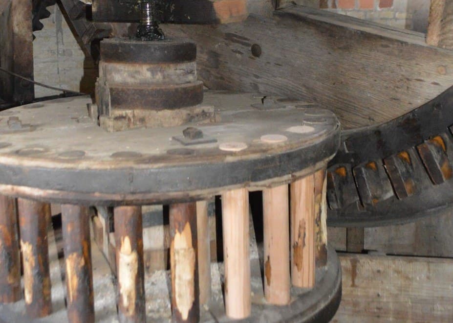 Wooden Gears: a Cogwheel and a Lantern Pinion