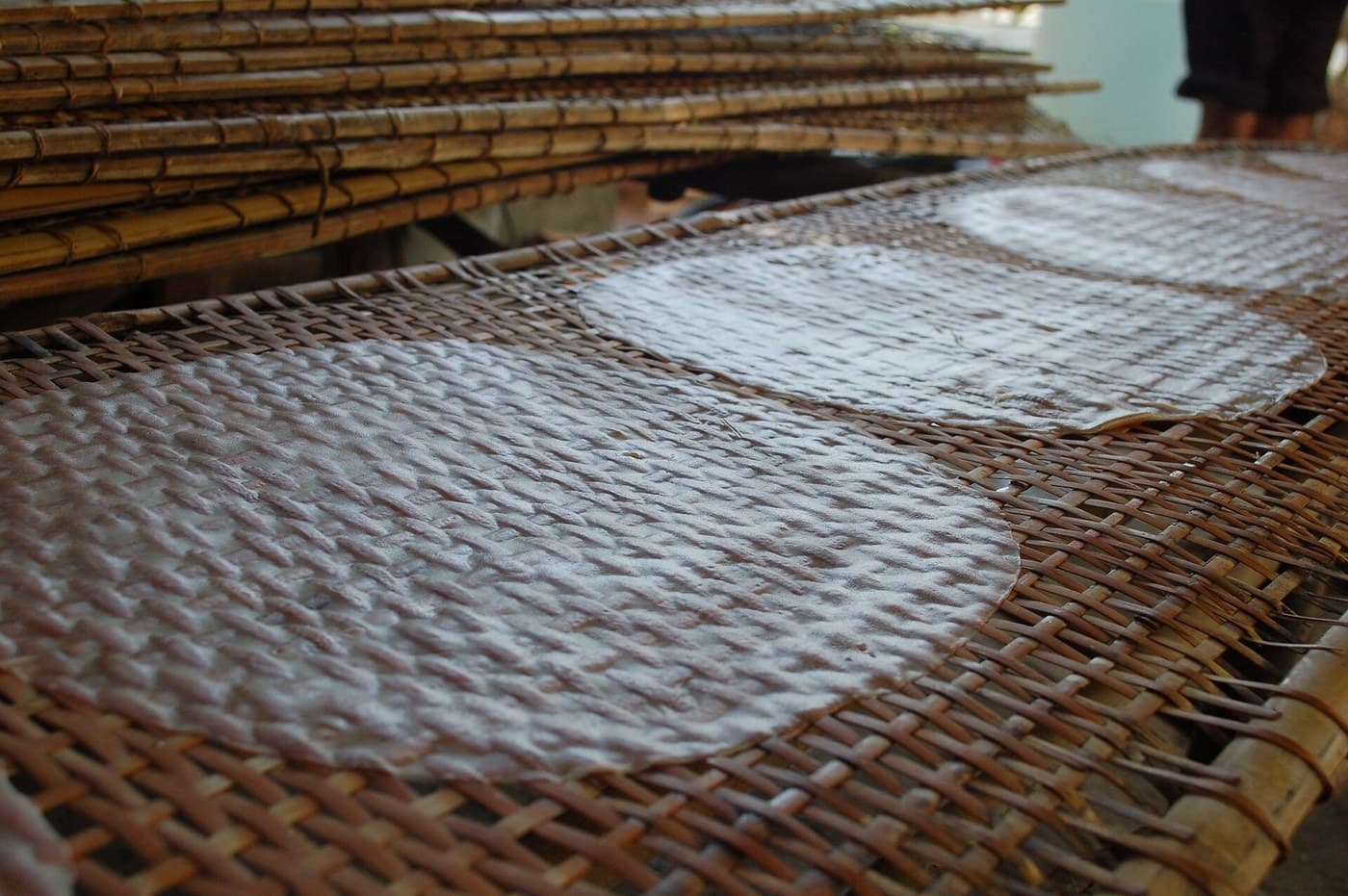 Woven Bamboo Drying Mat from Split-Cane Strips