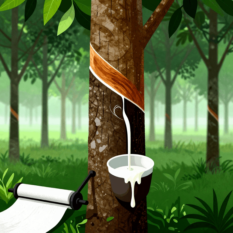 กรีดยางพารา — การเก็บน้ำยางธรรมชาติจากต้นยางพารา