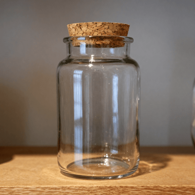 Blown Glass Jar with a Cork Lid