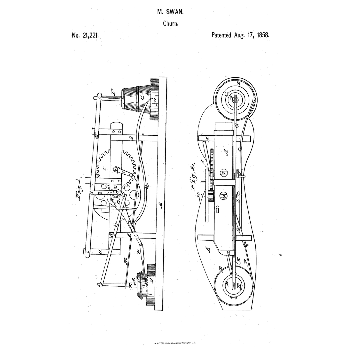 Churn-and-Washtub Mechanism: One Crank Works a Dasher and a Plunger and Turns Both Tubs