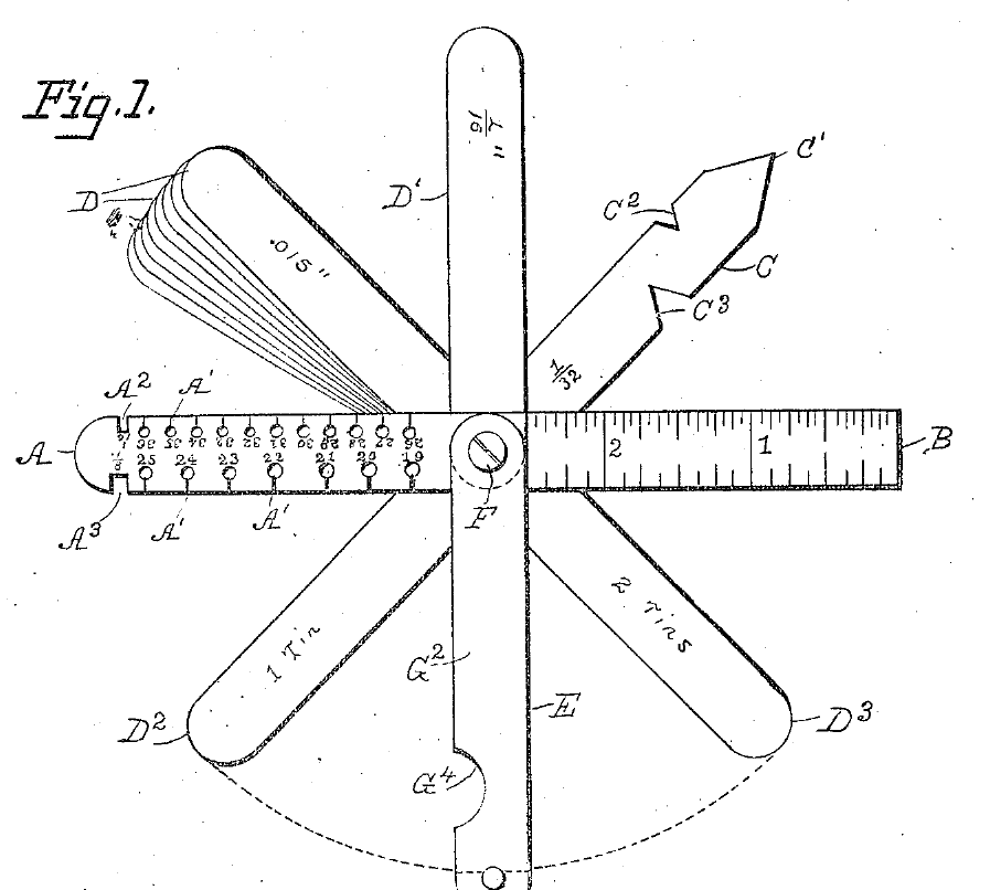 Feeler Gauge Set in a Folding Handle: Curtin, 1911