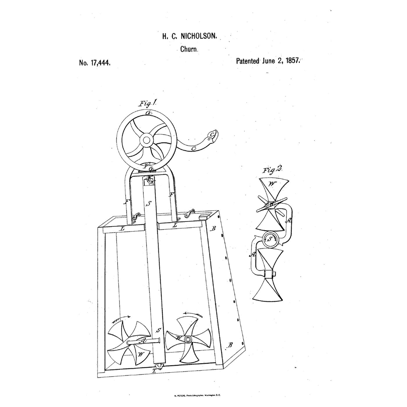 Flutter-Wheel Bent-Arm Churn: Wind Wheels Carried Round, Spinning on Their Own Journals
