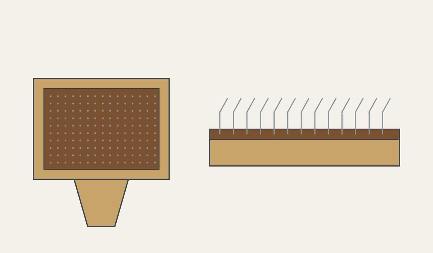 Hand Carders: Bent Wire Pins Set in Leather on Beech Paddles