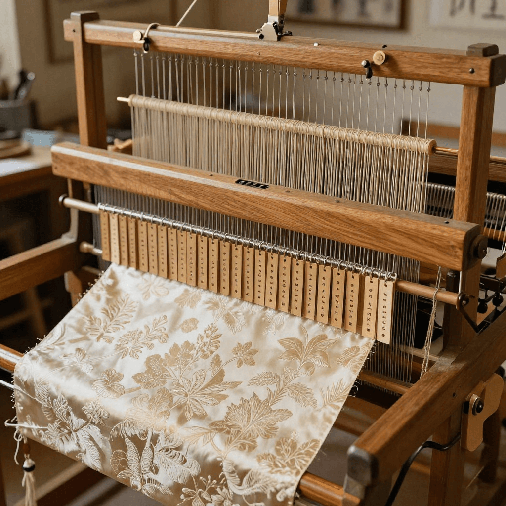 The Jacquard Mechanism — Punch Card Programmable Pattern Weaving