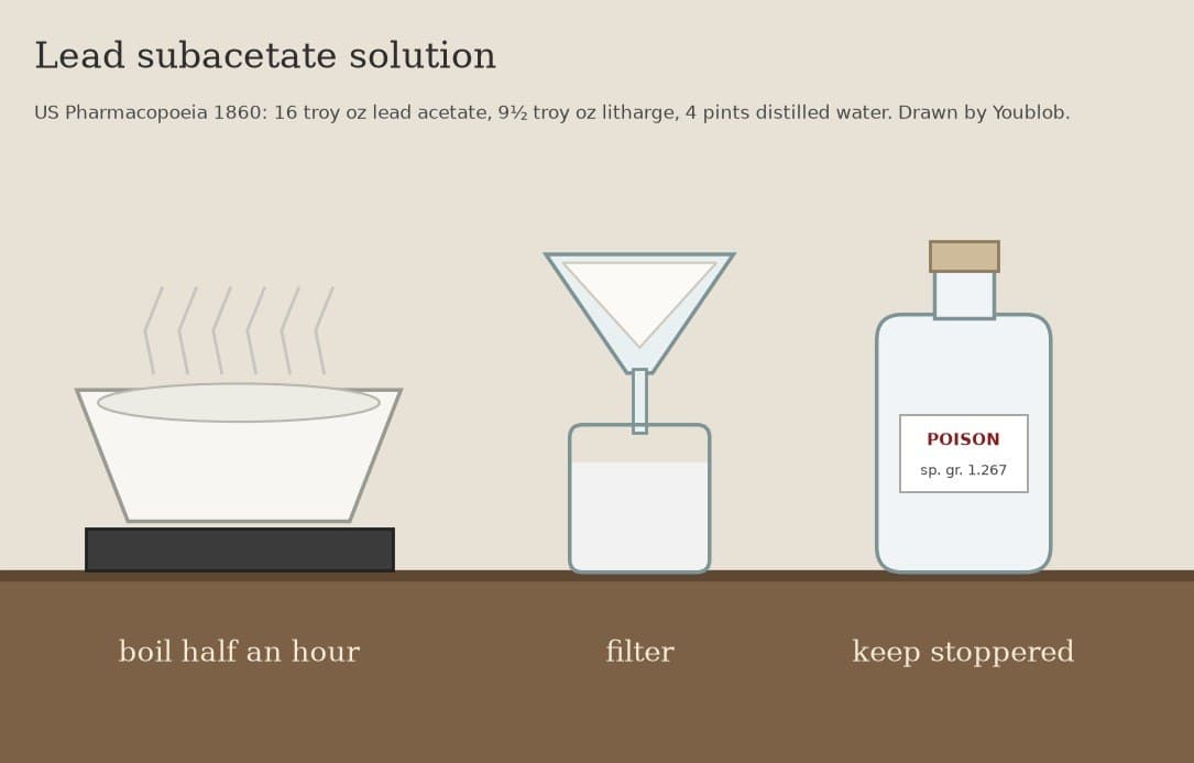 Lead Subacetate Solution: Lead Acetate Boiled with Litharge, USP 1860