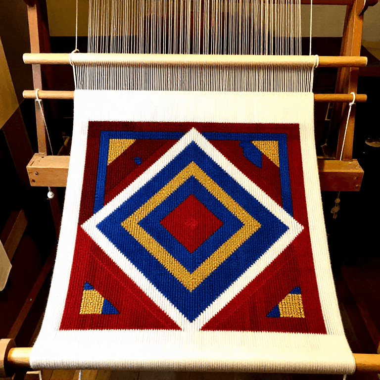 Weaving a Small Tapestry on a High-Warp Loom — Medieval Textile Art