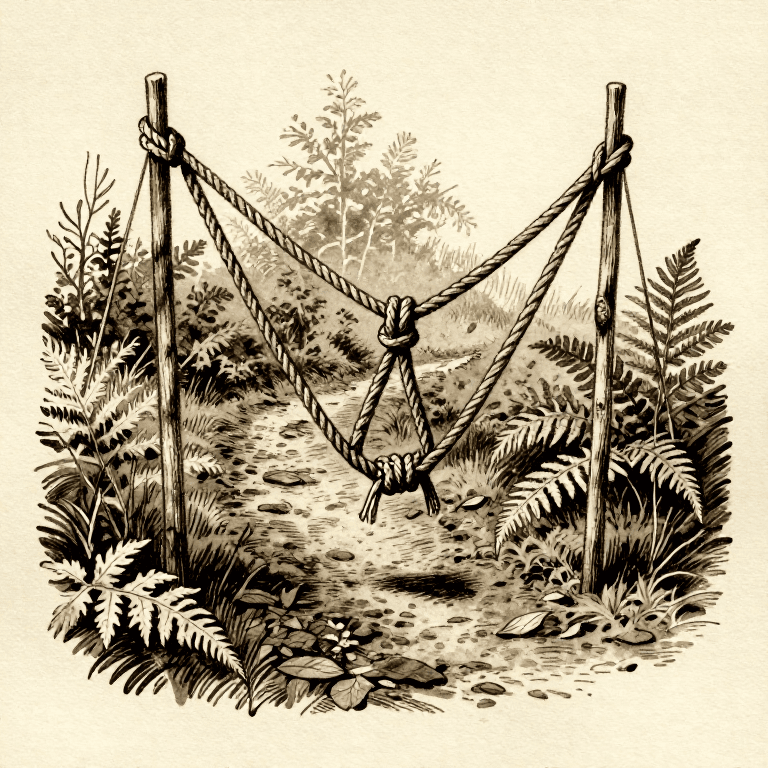Setting a Simple Snare Trap on a Game Trail — Cordage Loop Hunting