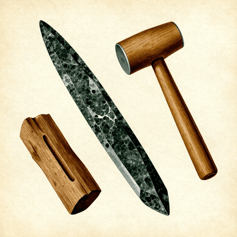 Making a Stone Chisel — Splitting and Grooving Tool