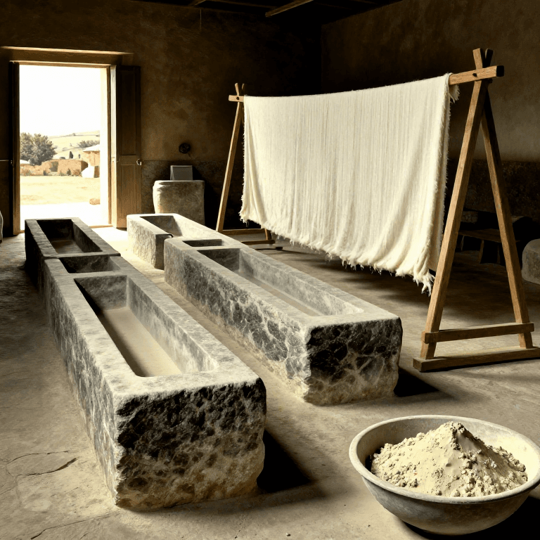 Cleaning Wool in a Fullery with Urine and Fuller's Earth — Roman Textile Processing