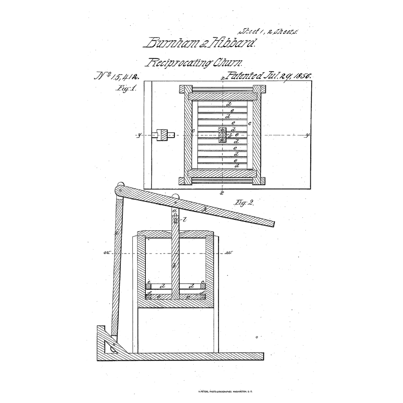 Two-Frame Percussion Dasher Churn: The Upper Frame Strikes the Lower at Every Down Stroke