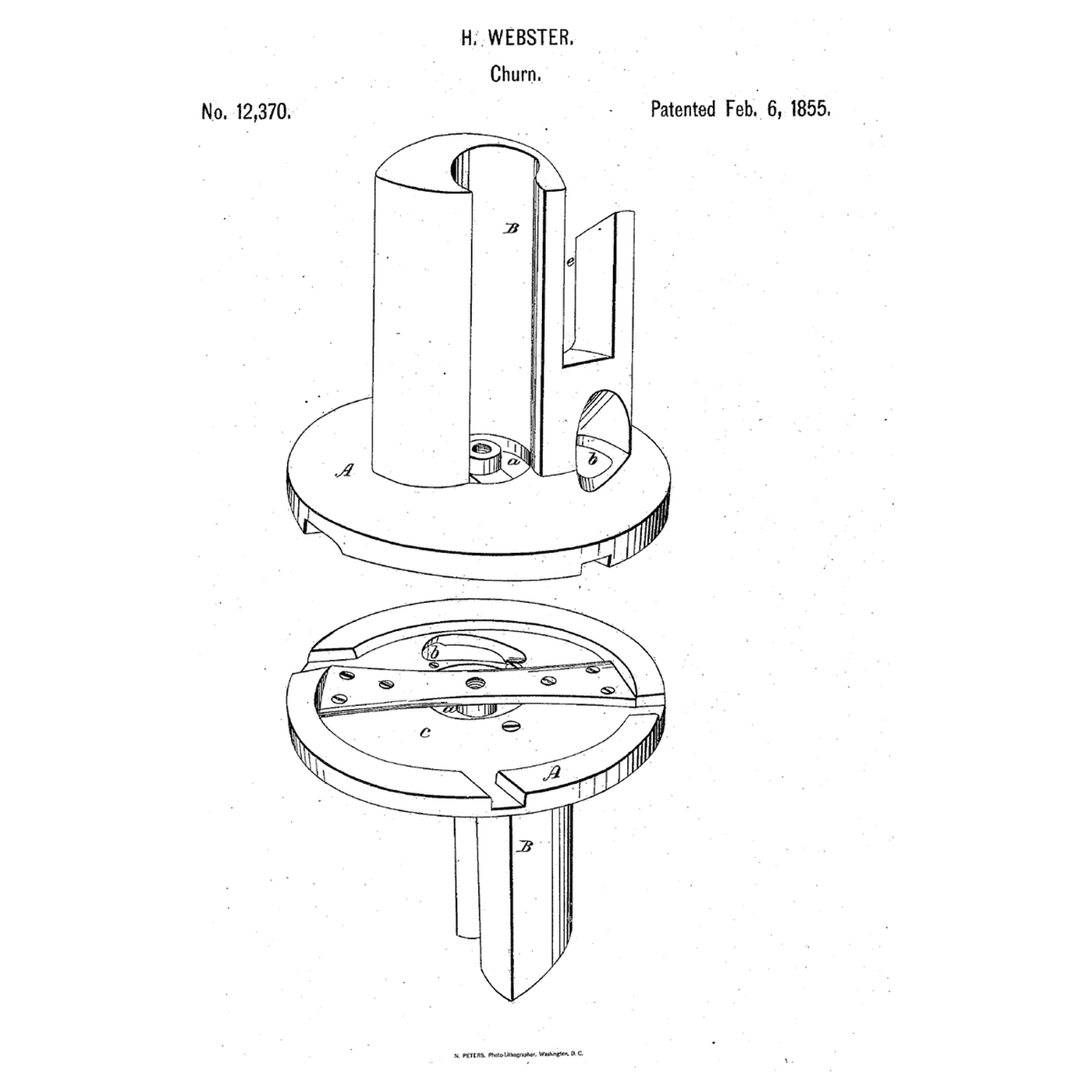 Air-Chest Spiral Agitator Churn: A Disk That Draws Air Down Its Agitator Into the Cream