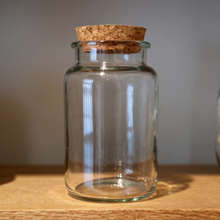 Blown Glass Jar with a Cork Lid