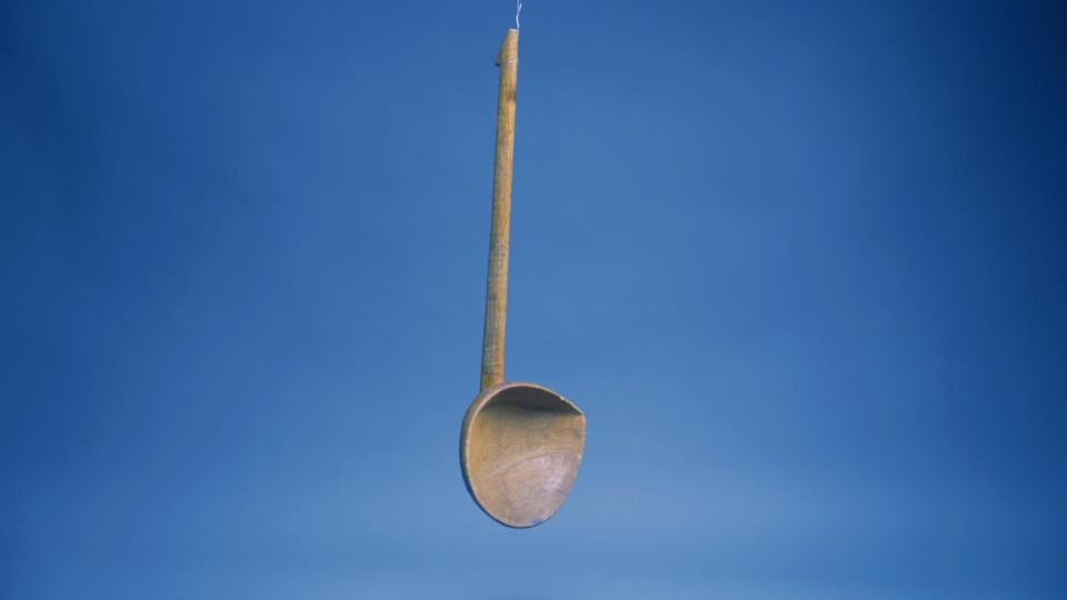Ladle Carved in One Piece from Green Hardwood