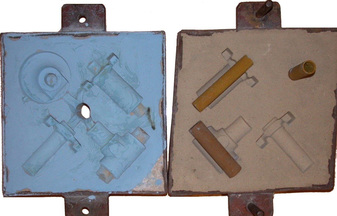 Cope and Drag Flask: Oak Frames with Iron Pins and Lugs