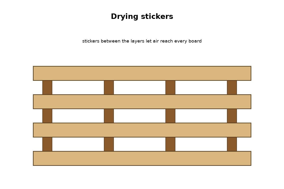 Drying Stickers Ripped from Dry Pine