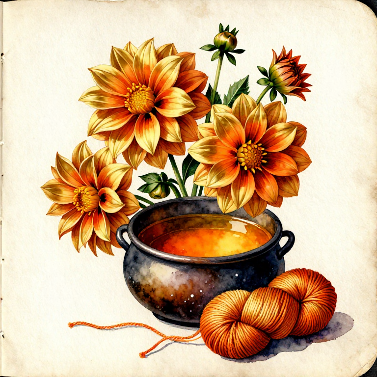 Dyeing Orange-Gold with Dahlia — The Aztec Flower That Conquered European Gardens