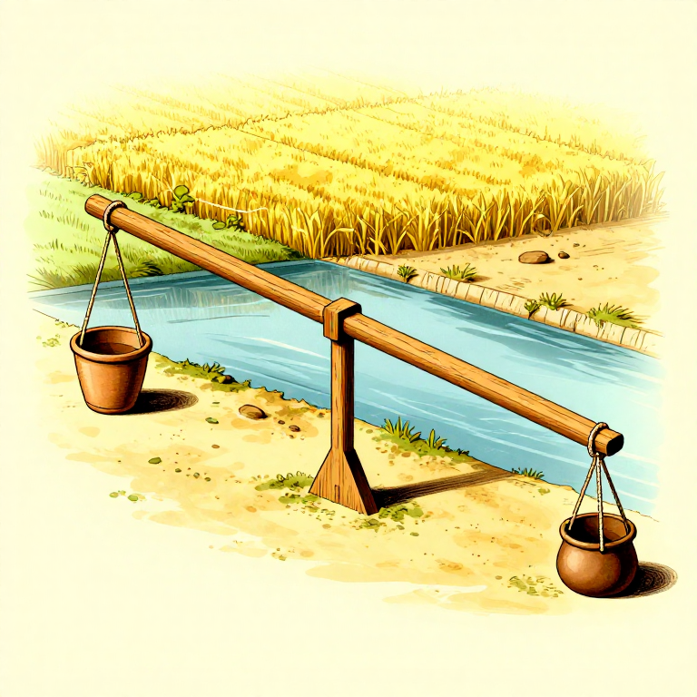 Egyptian Shaduf Irrigation — Operating a Shaduf for Nile Irrigation