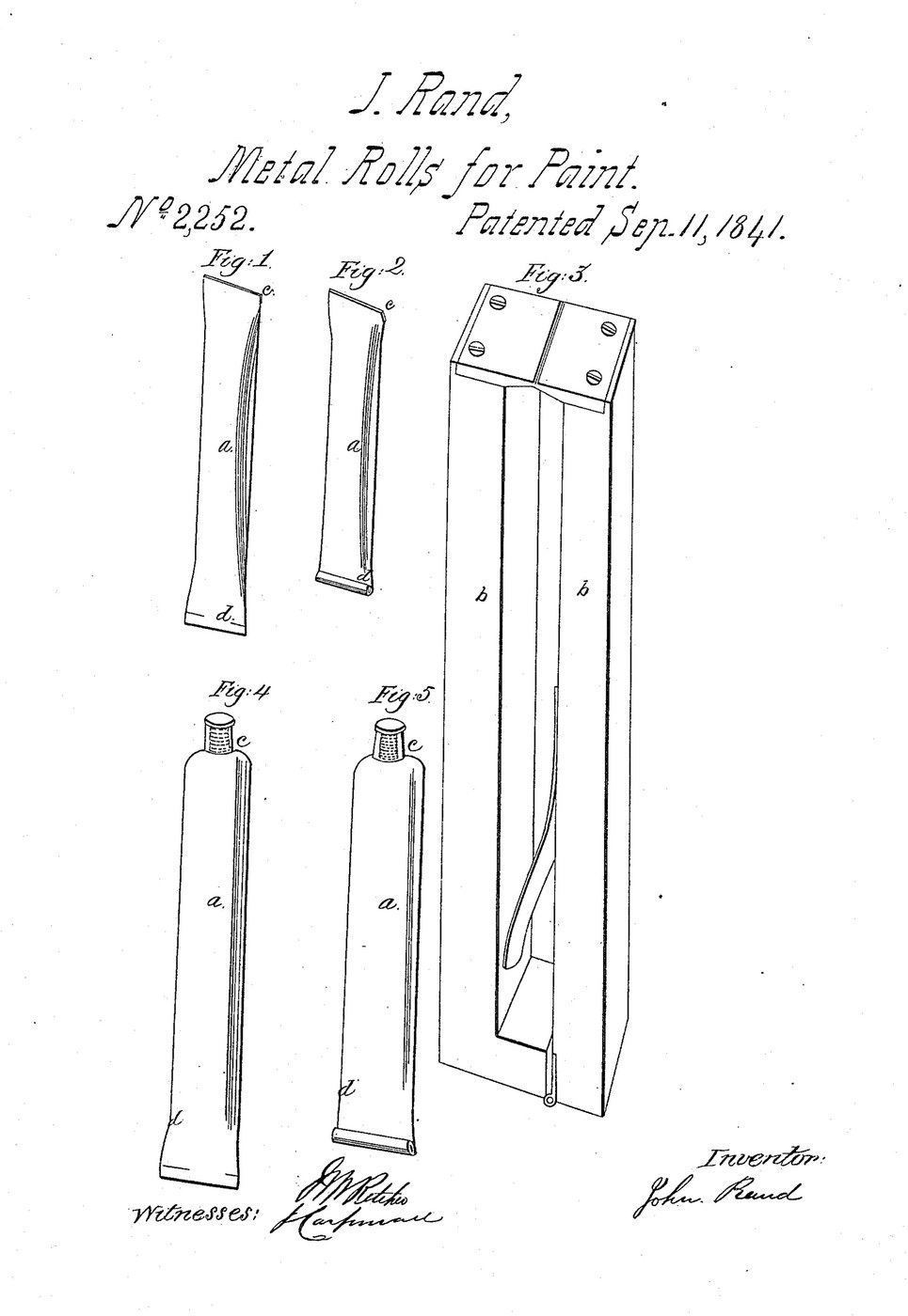 Empty Paint Tube: Soldered Sheet Lead, Rand 1841