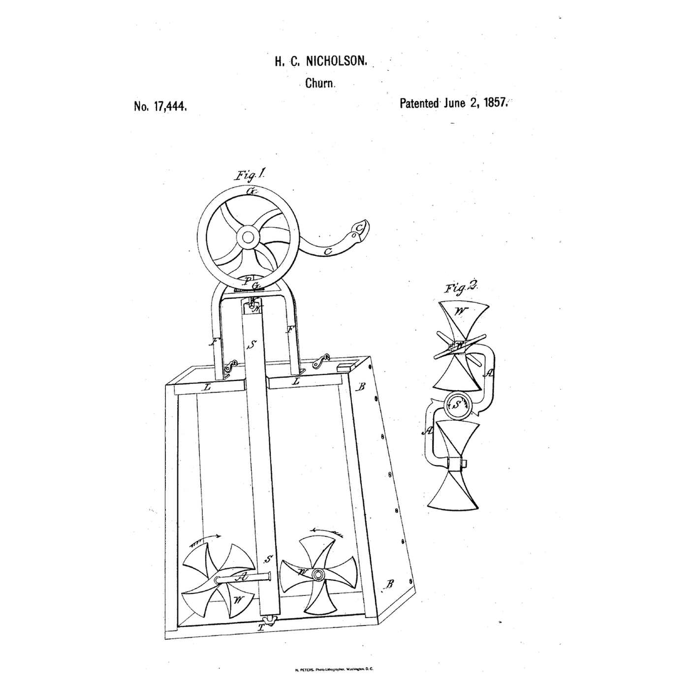 Flutter-Wheel Bent-Arm Churn: Wind Wheels Carried Round, Spinning on Their Own Journals