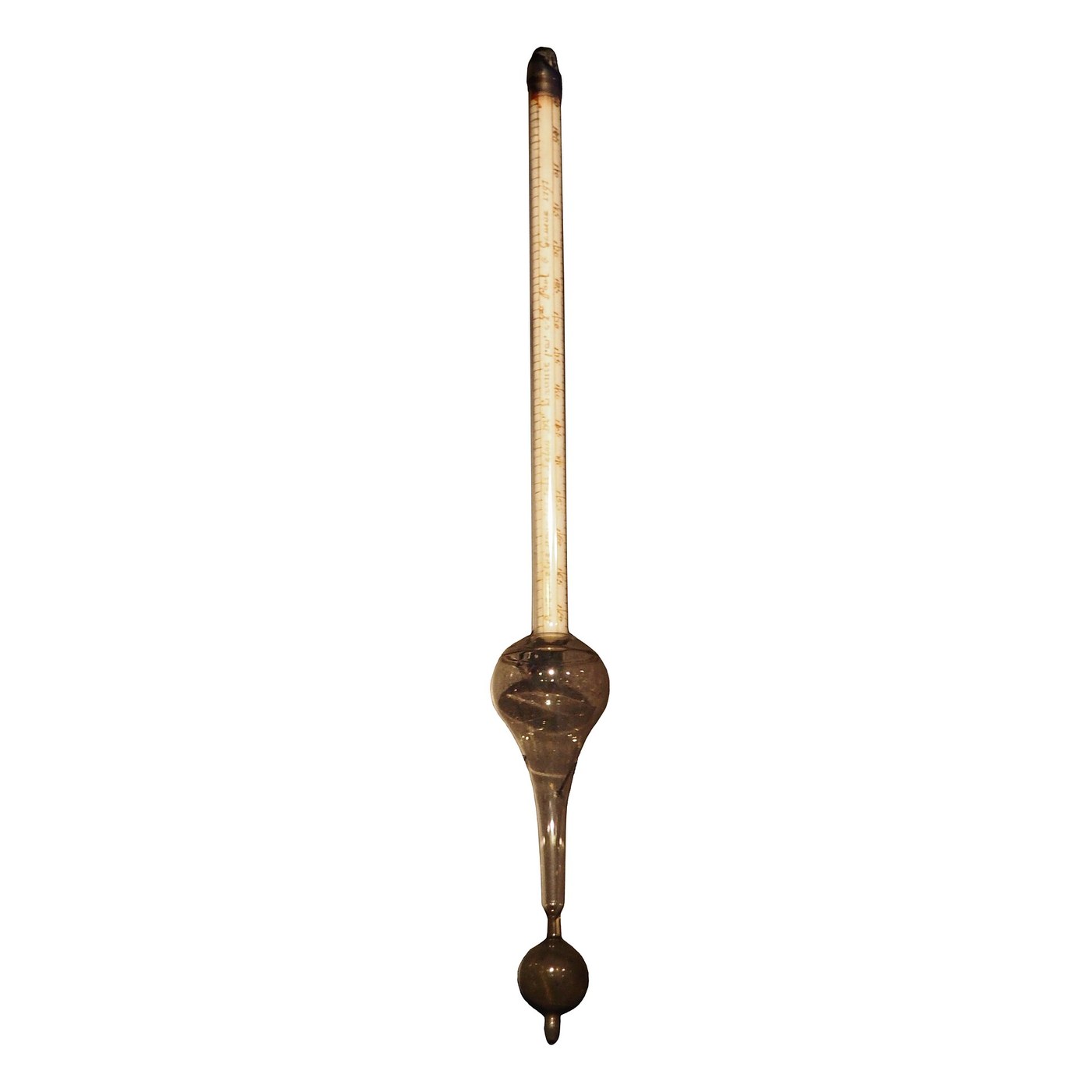 Glass Hydrometer: Blown, Weighted with Shot, Calibrated in Known Liquids