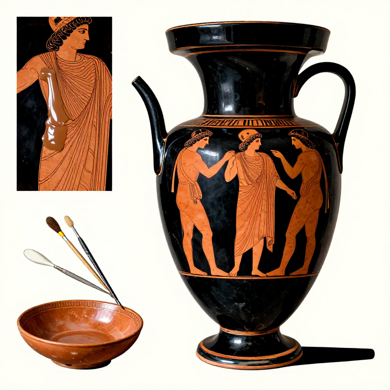 Greek Red-Figure Pottery — Creating Red-Figure Pottery by Slip Reservation