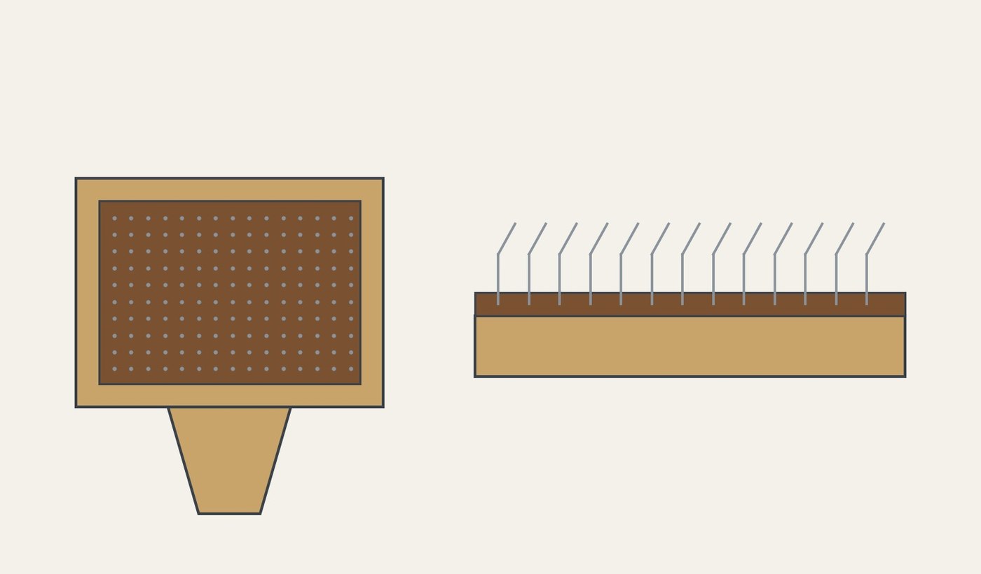 Hand Carders: Bent Wire Pins Set in Leather on Beech Paddles