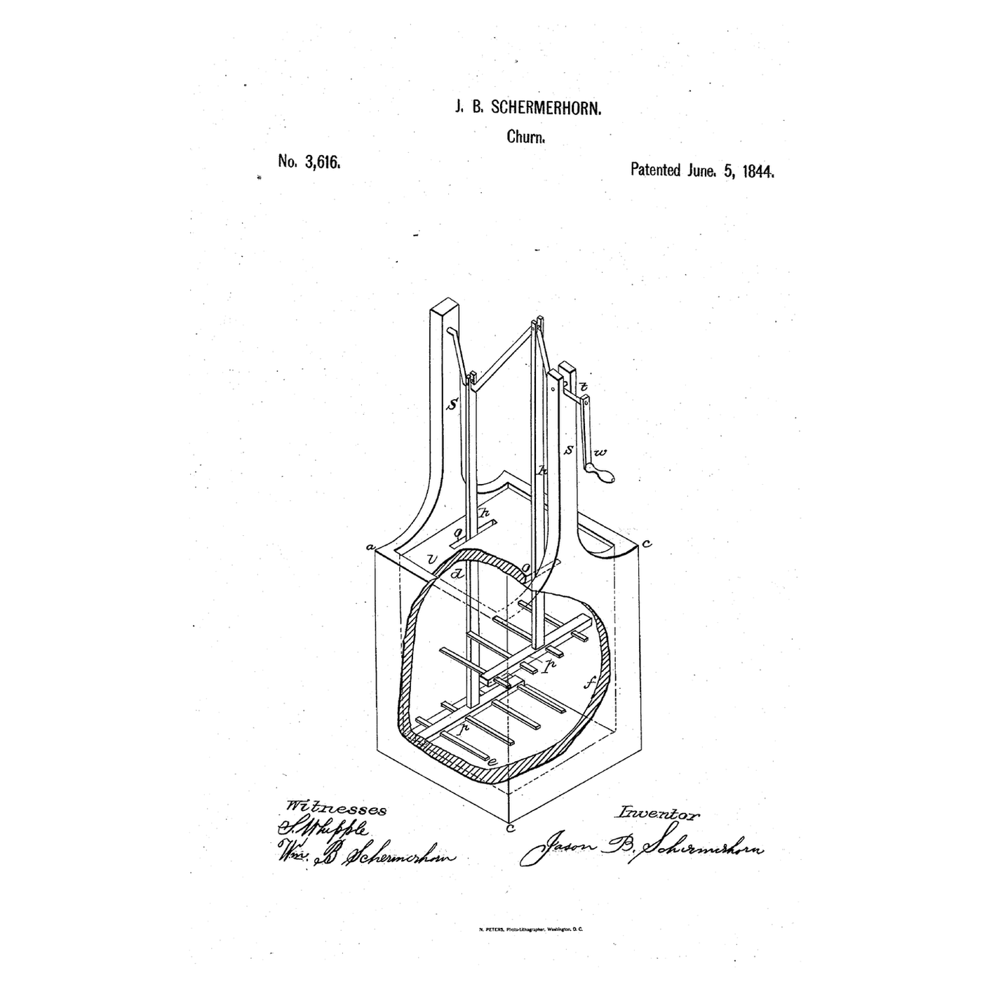 Interraking Plunger Churn: Two Rakes Worked Oppositely by a Double Crank
