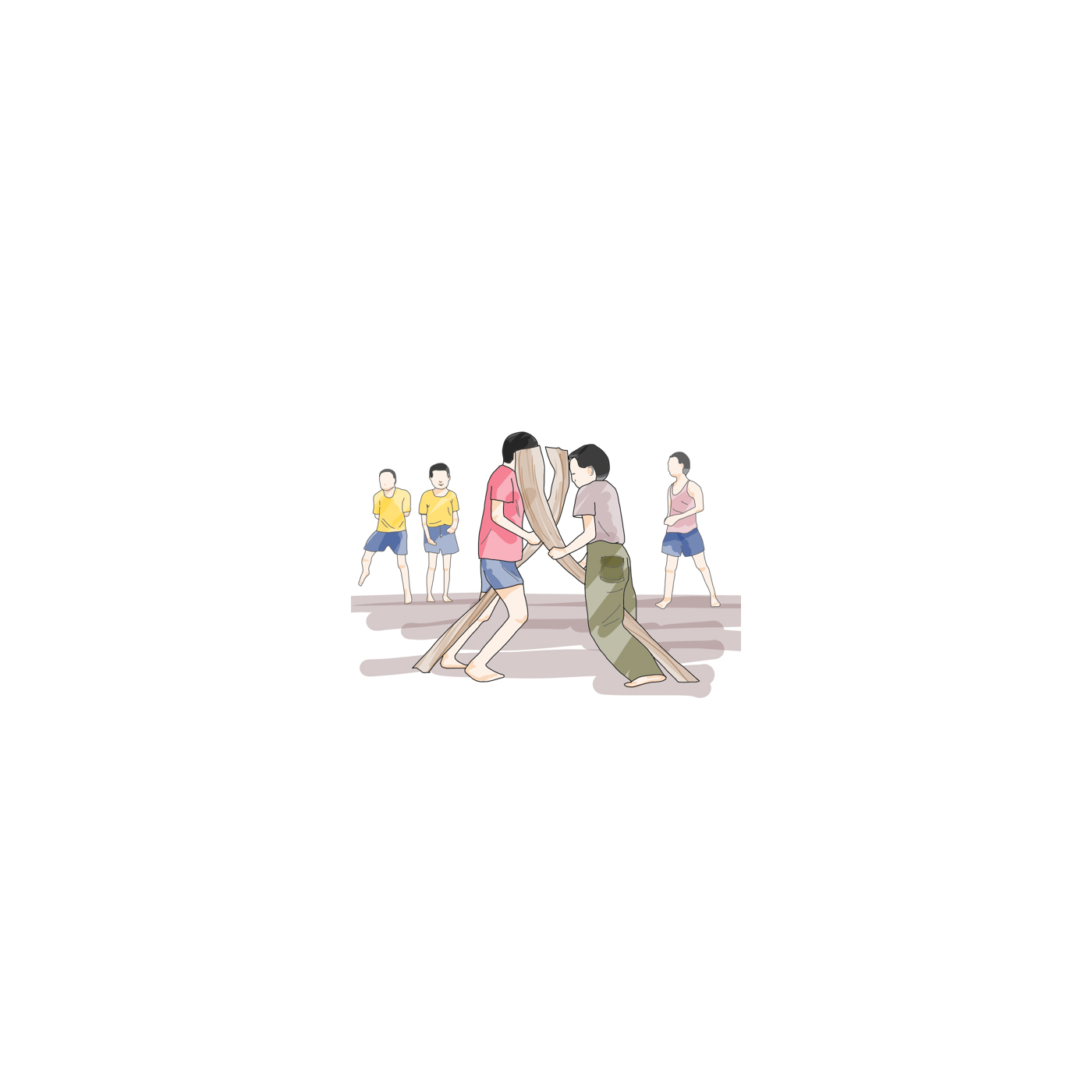 ควายชนก้านตาล — ก้านตาลแห้งปลายแบะคล้ายเขาควาย หรือขั้วทางมะพร้าว ถากริมคมออก คร่อมแล้วชนกัน ใครถอยแพ้ หรือวิ่งแข่ง