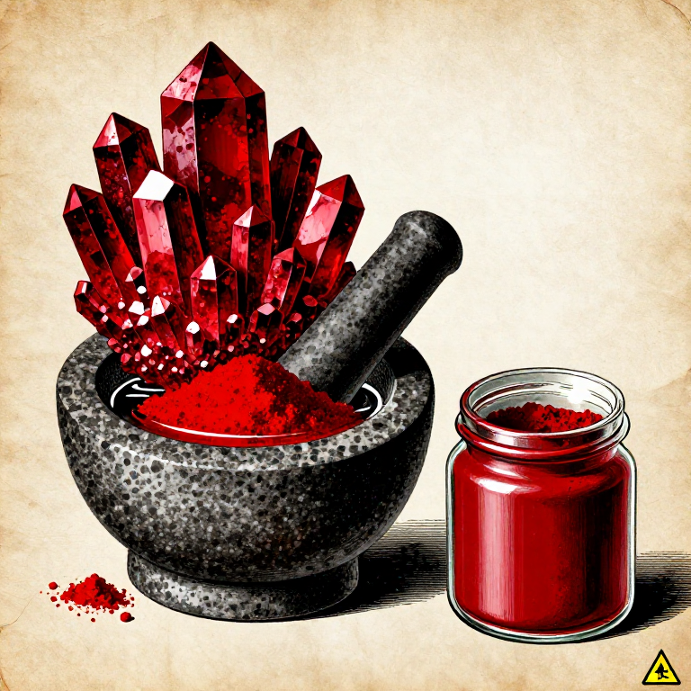 Making Cinnabar Red Pigment — Grinding Mercury Sulfide into the Most Vivid Red of the Ancient World