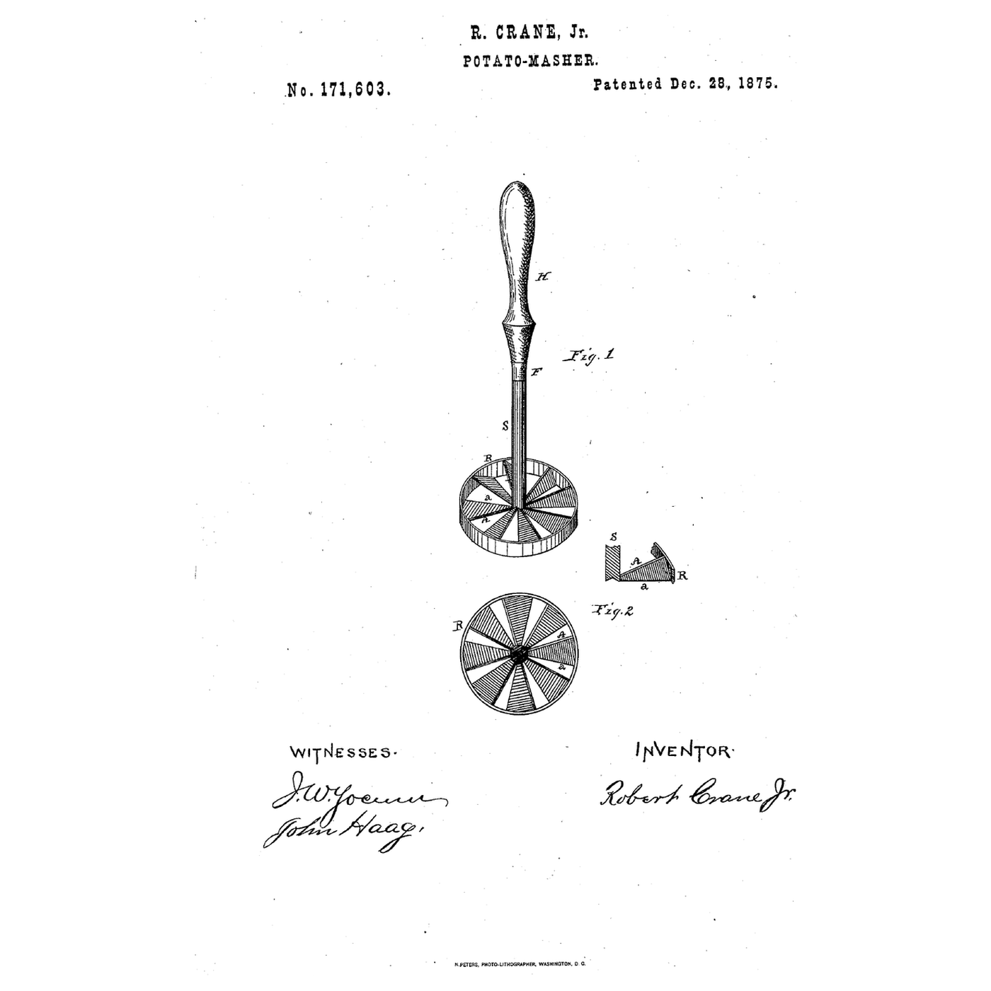 Oblique-Blade Potato Masher: Press and Turn the Ring