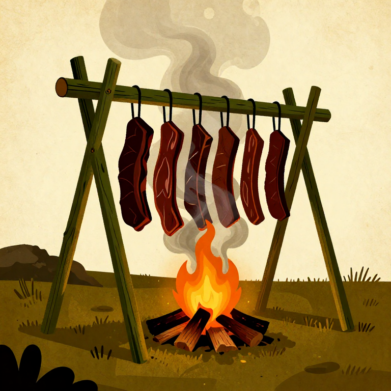 Drying and Smoking Meat over a Fire — Prehistoric Food Preservation