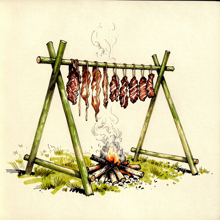 Building a Meat Smoking Rack — Pole Frame for Preservation