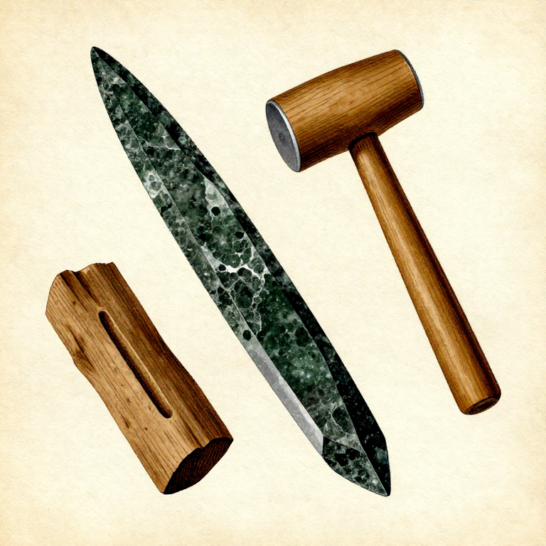 Making a Stone Chisel — Splitting and Grooving Tool