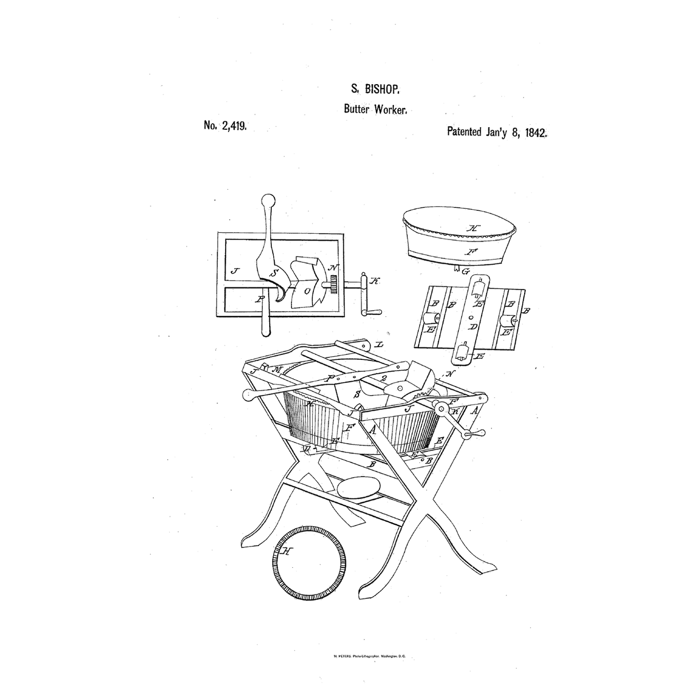 Rotating-Tub Cam-Wheel Butter Worker: The Tub Turns Under a Cam Wheel, the Buttermilk Drains Through Its Centre
