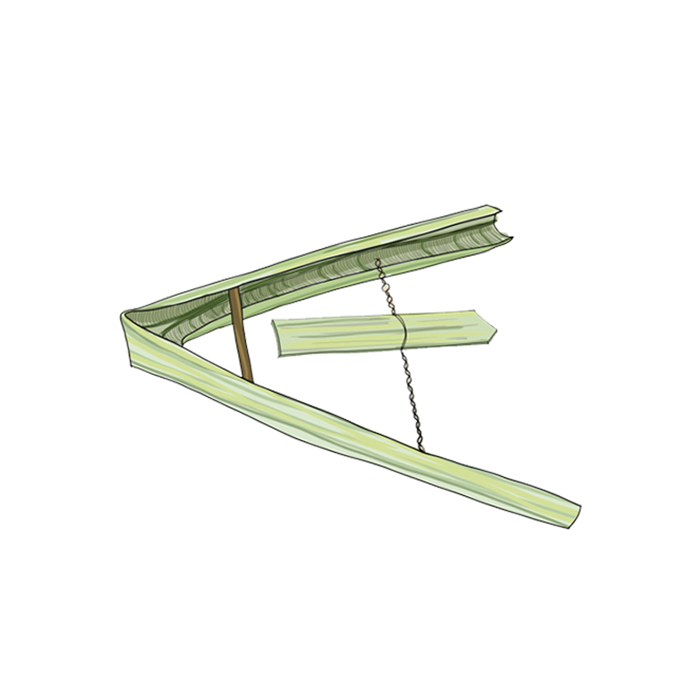 Ruea Kap Kluai (Thai Banana-Sheath Boat) — a 30 cm Banana Leaf-Sheath Hull Carved in a Diamond Pattern, a Small Sheath Sail on a Stick at Midships, Raced in Flood Water