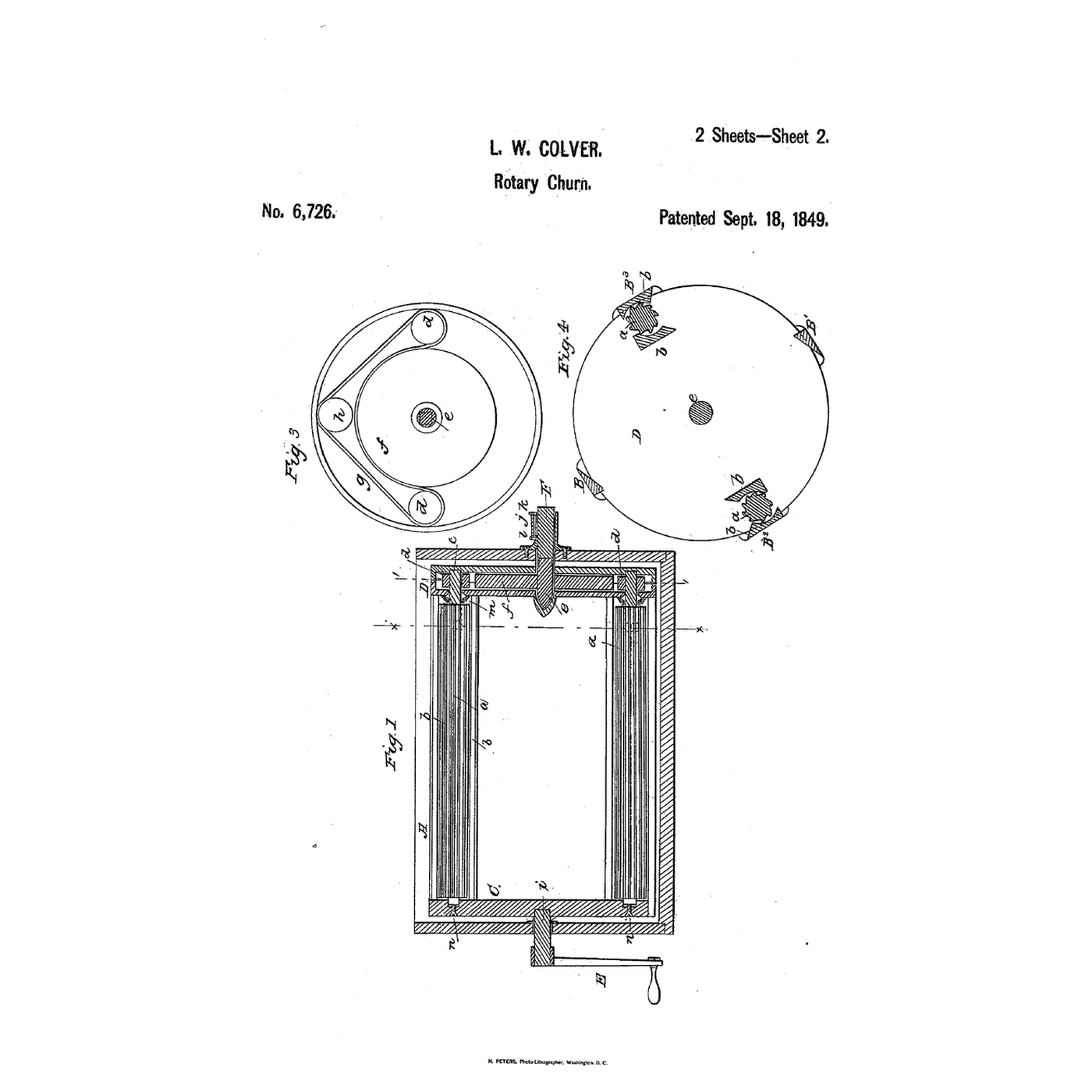 Self-Turning Roller Churn: Fluted Rollers Spun by a Fixed Wheel as the Dasher Turns