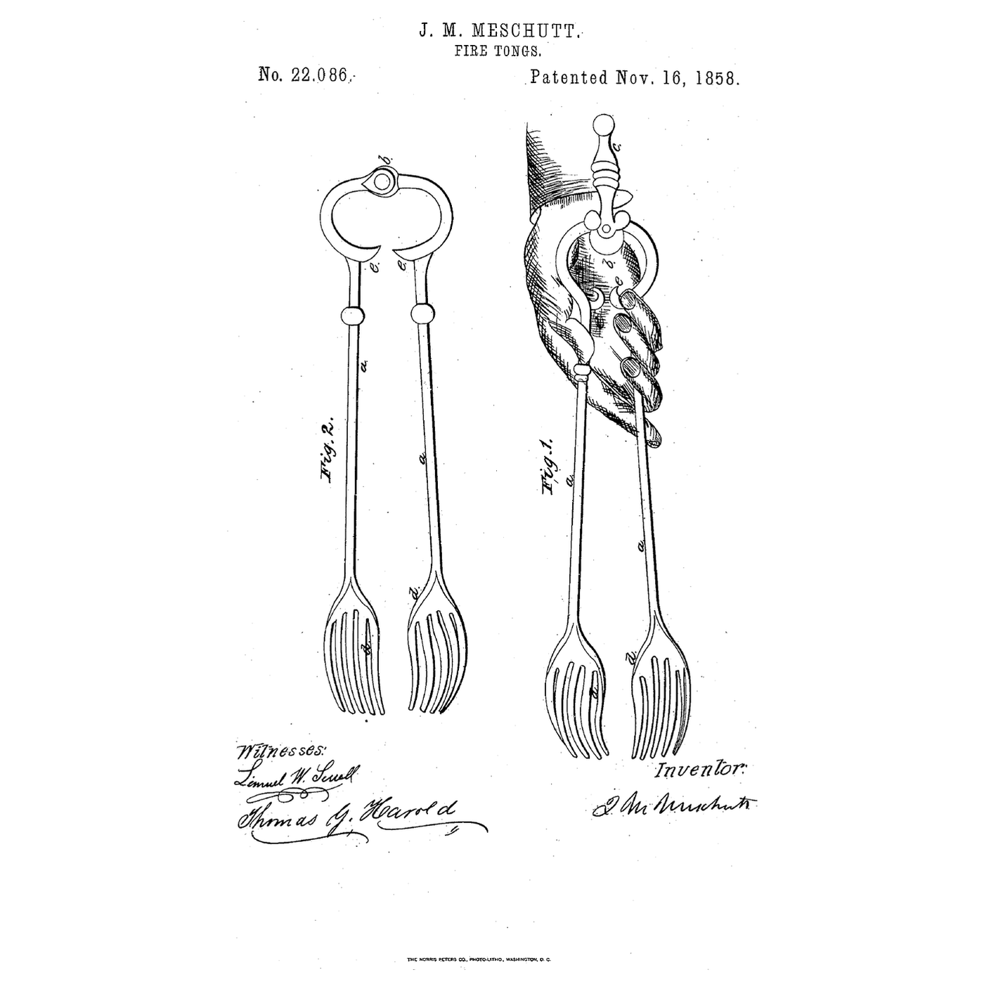 The Forked Fire Tongs: Curved Prongs for Coal, and Stops That Keep Them From Crossing