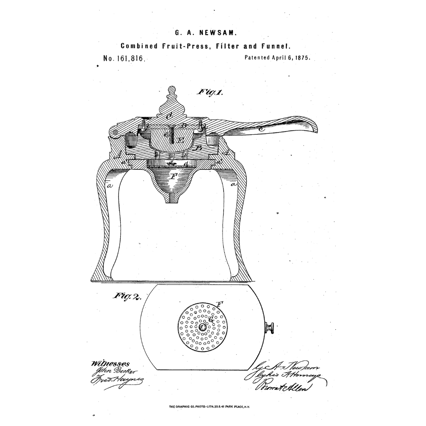 The Fruit Press With Filter and Funnel: Pressed, Strained and Poured in One