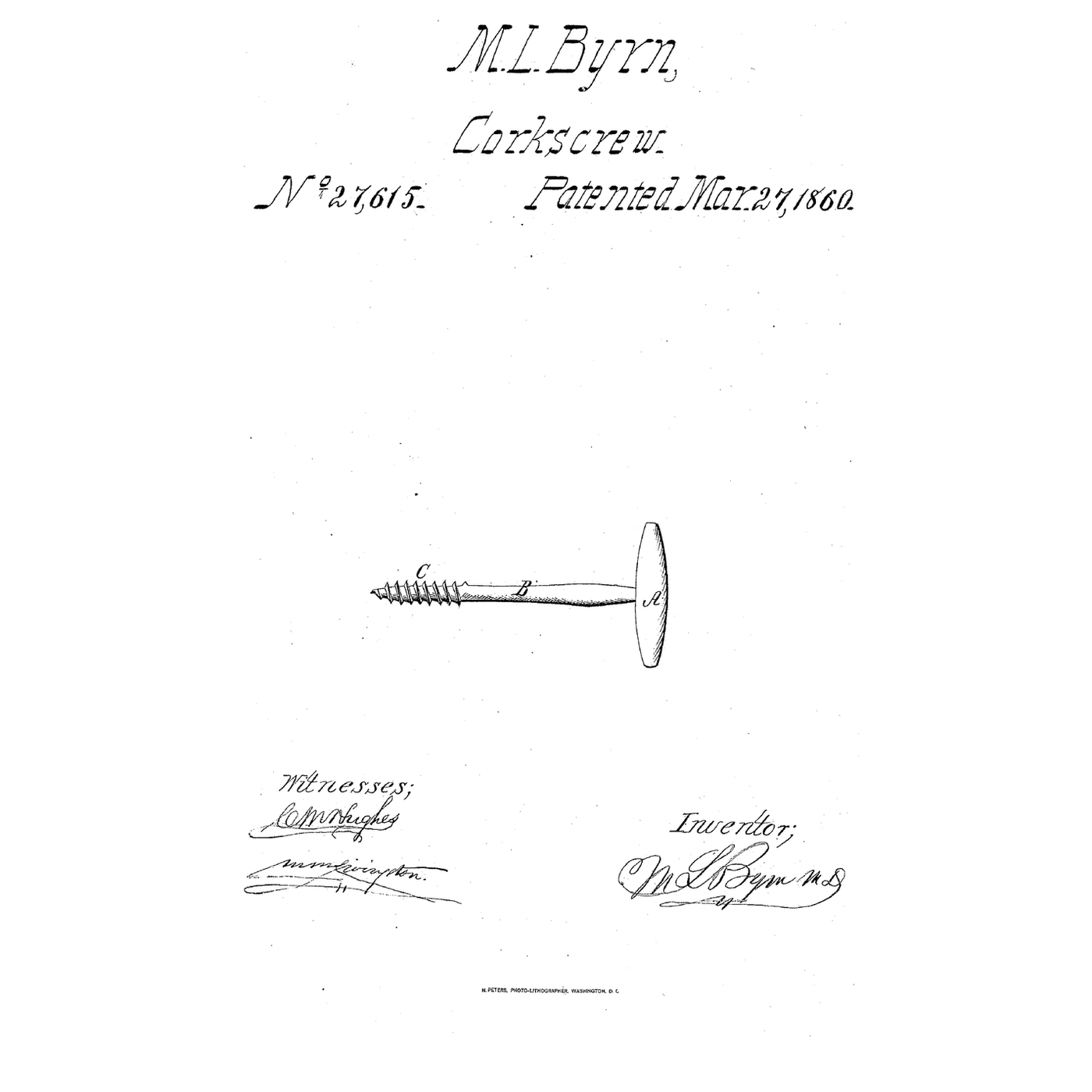 The Gimlet Corkscrew: A Coarse Screw on a Solid Stem With a T Handle