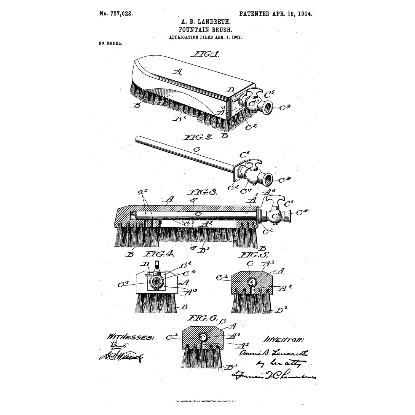 The Tube-in-the-Back Fountain Brush: Turn the Tube and the Jets Become a Soak