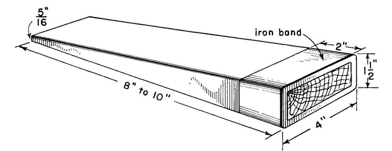 Wooden Felling Wedge with an Iron Band, USDA 1962